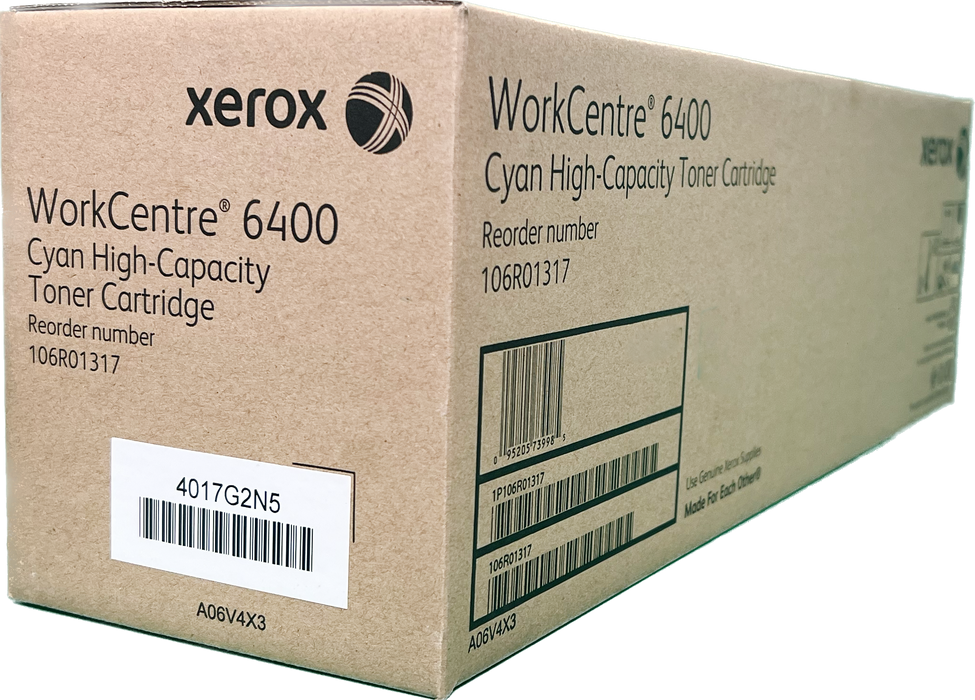 Genuine Xerox Cyan High Capacity Toner Cartridge | OEM 106R01317 | A06V4X3  | Xerox WorkCentre 6400