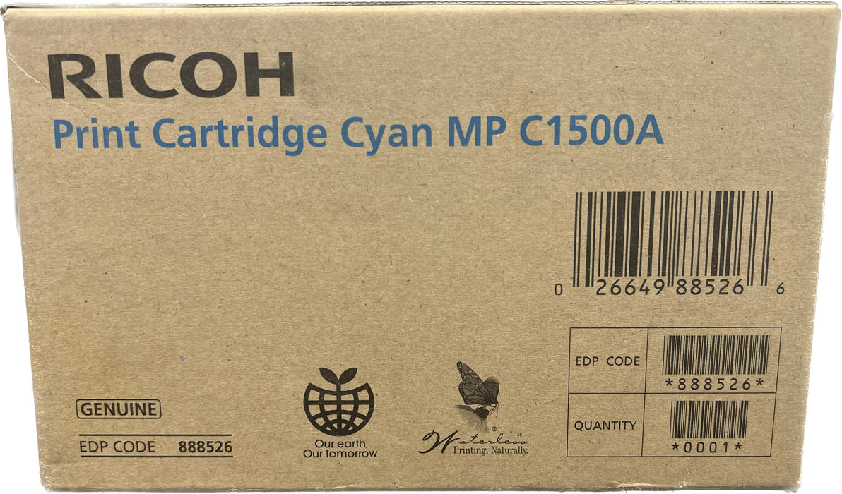 Genuine Ricoh Cyan Toner Cartridge | 888526 | MP C1500A