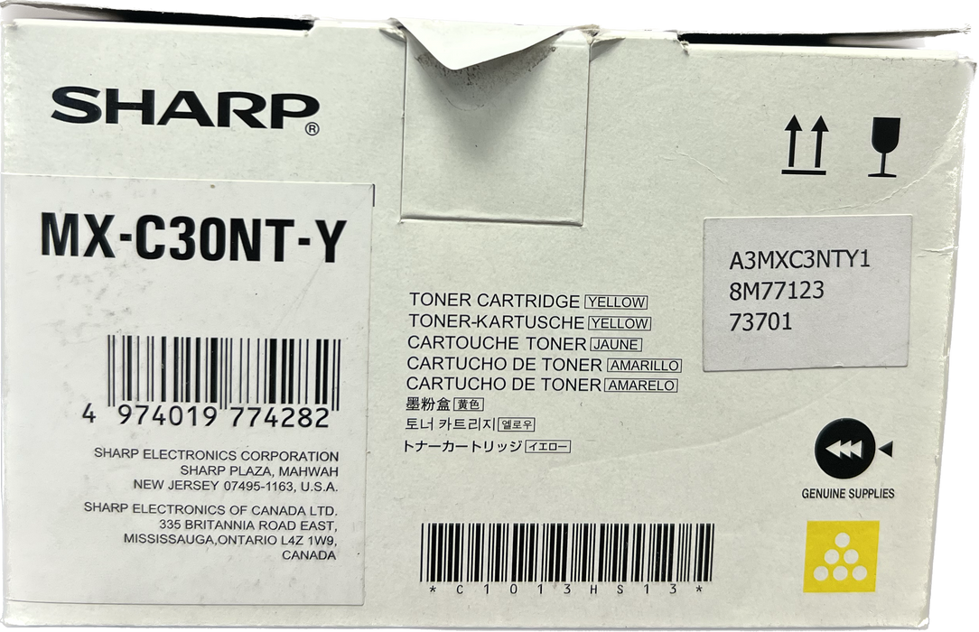 Genuine Sharp Yellow Toner Cartridge | MX-C30NT-Y