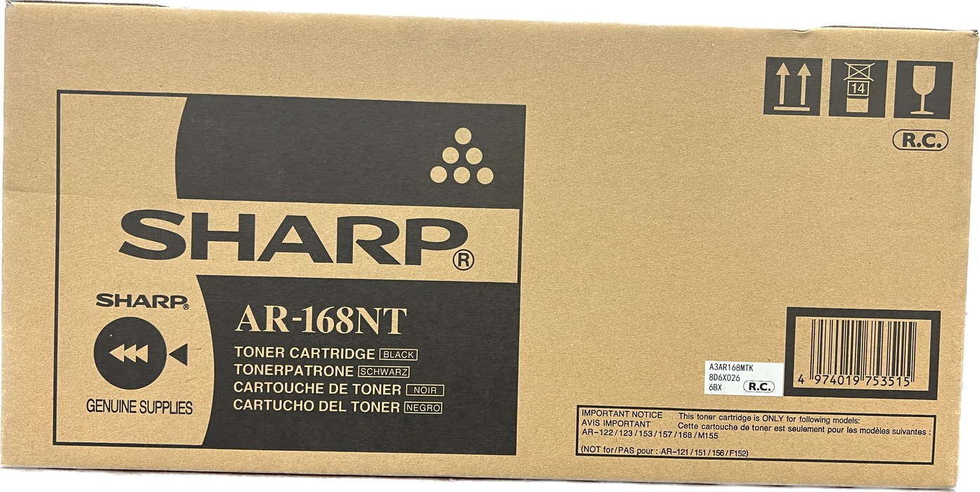 Genuine Sharp Black Toner Cartridge | AR-168NT