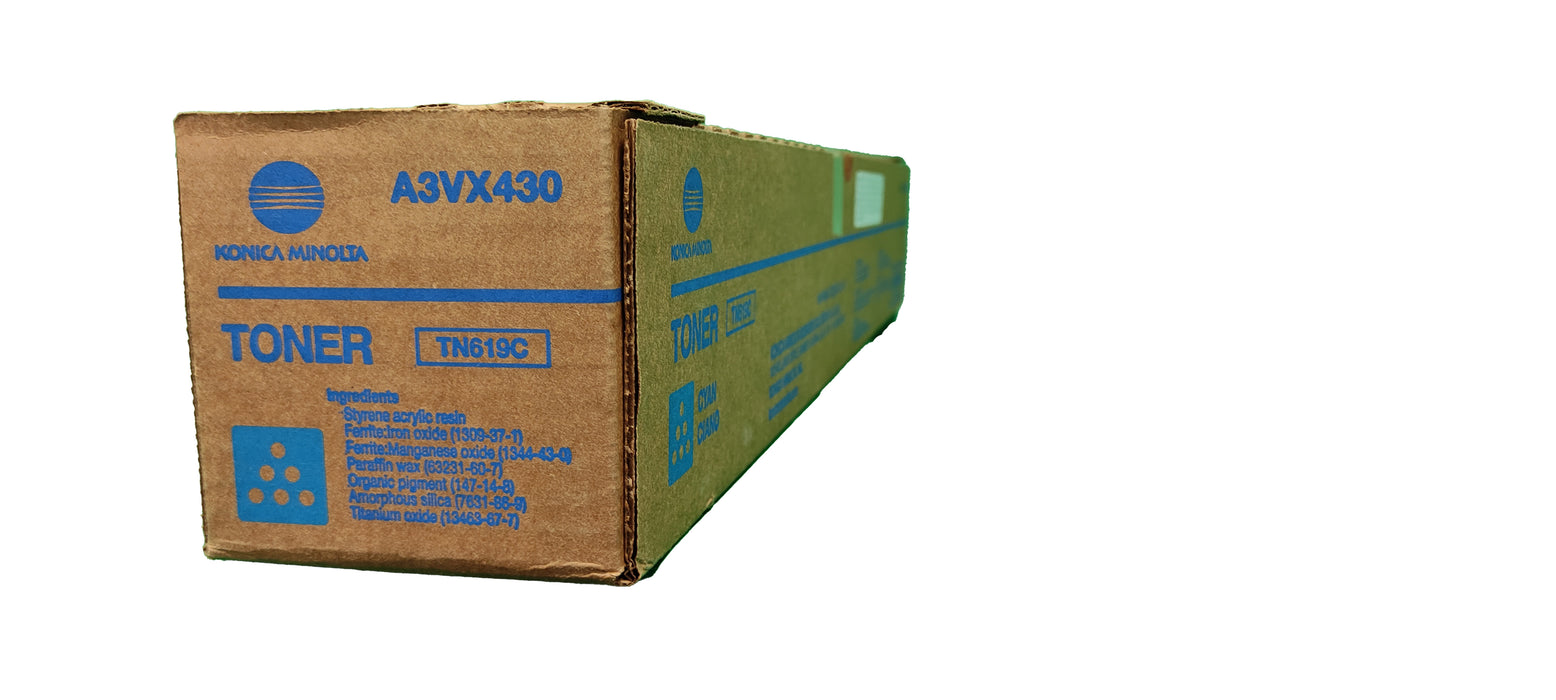 Genuine Konica Minolta Cyan Toner Cartridge | A3VX430 | TN-619C | Bizhub C1060, C1070 | AccurioPress C2060, C2070, C3070, C3080, C4070, C4080