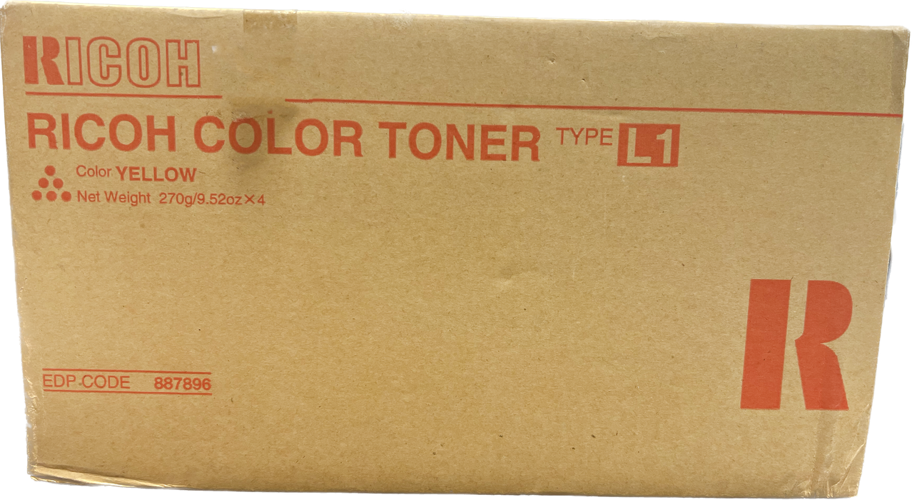 Genuine Ricoh Yellow Toner Cartridge (QUANTITY 4) | 887896 | Type L1