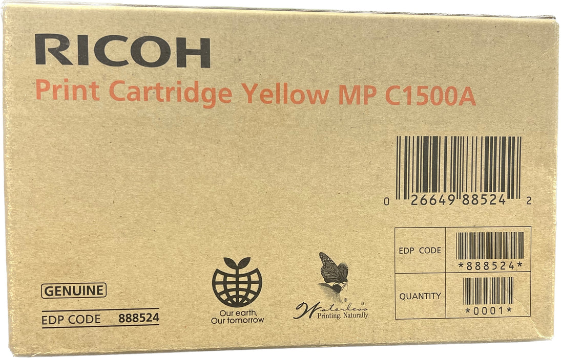 Genuine Ricoh Yellow Toner Cartridge | 888524 | MP C1500A