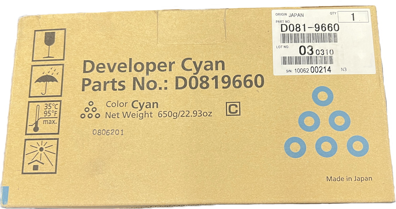Genuine Ricoh Cyan Developer | D081-9660