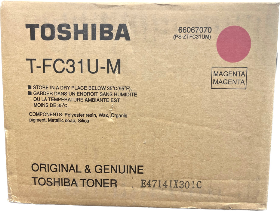 Genuine Toshiba Magenta Toner Cartridge | Contains 4 toner | T-FC31U-M