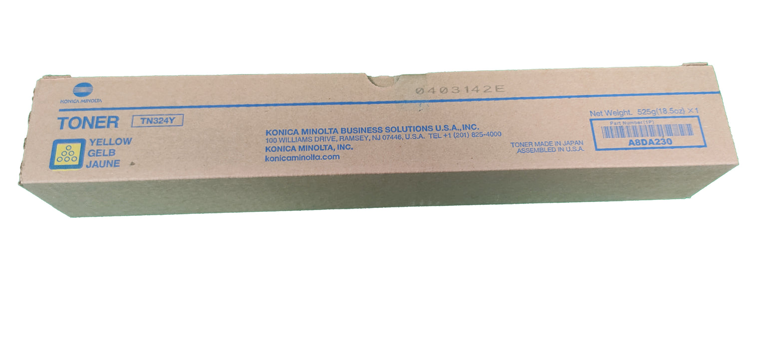 Genuine Konica Minolta Yellow Toner Cartridge |  A8DA230 | TN-324Y | Bizhub C258, C308, C368