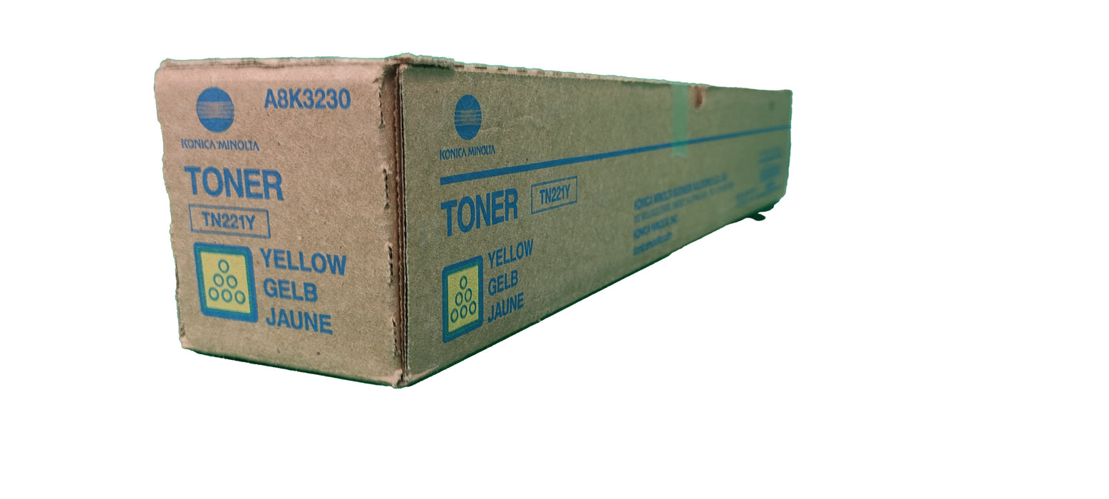 Genuine Konica Minolta Yellow Toner Cartridge |  A8K3230 | TN-221Y | Bizhub C227, C287